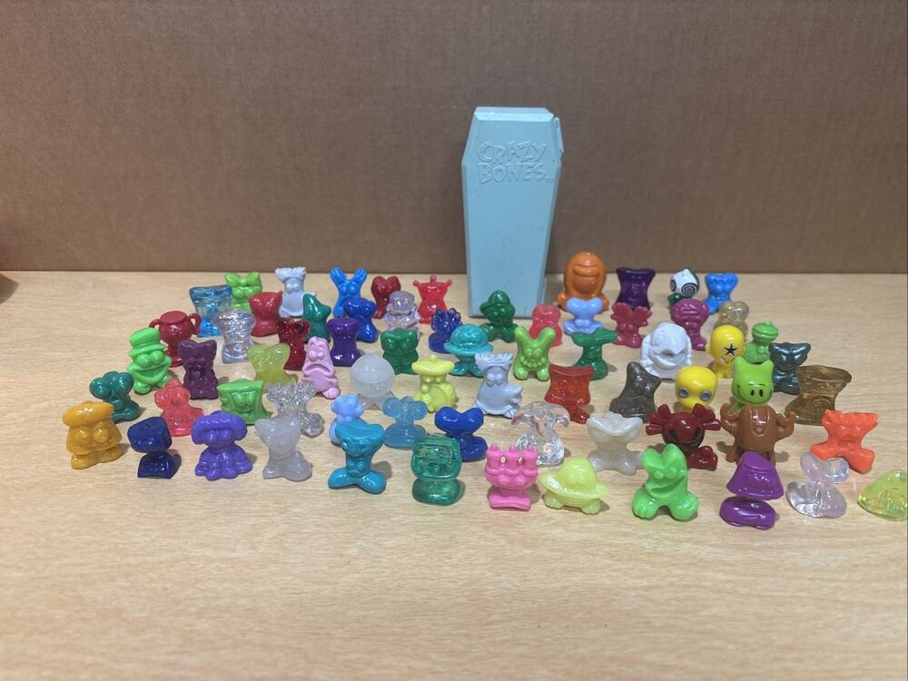 Gogos Crazy Bones Collectible Figures 69 Pieces + 1 Coffin Mixed Lot